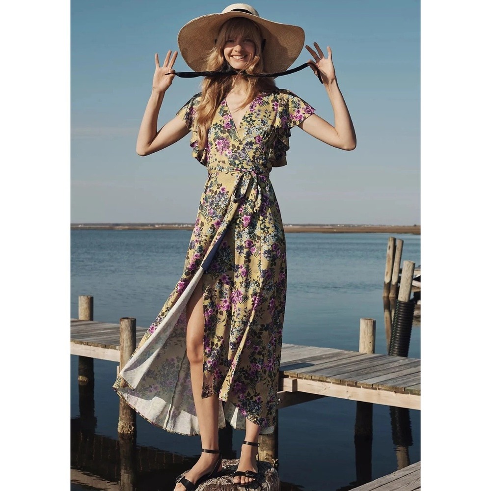 Anthropologie x Hutch Pietrina Wrap Maxi Dress NWT Size Medium Floral High Low